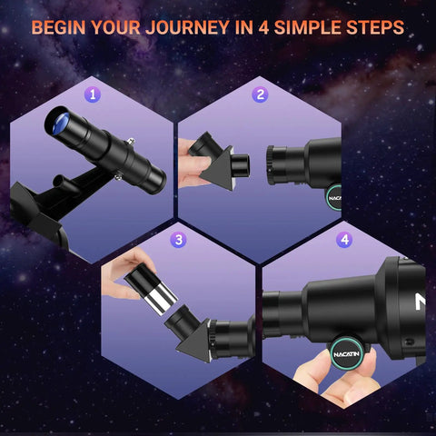 Assembly steps for 70mm Refractor Telescope Kit For Kids And Adults Portable 300mm Focal Length With Three Eyepieces Moon Filter