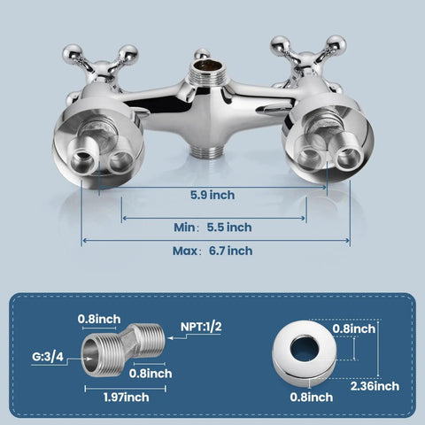 Wall Mount Bathtub Faucet With Telephone Handheld Sprayer Double Hot And Cold Mixer Cross Handles Old School Victorian Chrome Tub Filler For Clawfoot Tubs dimensions