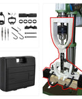 Absolute Killer Drill Press Mortising Attachment Set With Four Heavy Duty High Carbon Steel Chisels And Precision Pilot Rings for woodworking tools and attachment parts.