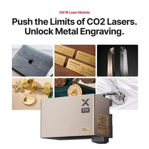 5W IR Laser Module For P3 CO2 Engraver Pro Grade Head For Jewelry Metal Plastic And Acrylic Engraving, product image with examples