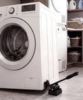Heavy Duty 17 Piece Furniture Moving Dolly Set Includes Eight 3 Wheel Steel Tri Dollies With Swivel Casters And Sturdy Crowbar for sliding washer.
