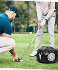 Golf Swing Training Bag With Impact Pouch Weather Resistant Design For All Skill Levels Realistic Ball Feel Practice Aid To Improve Power And Accuracy On The Range on grass with golfers