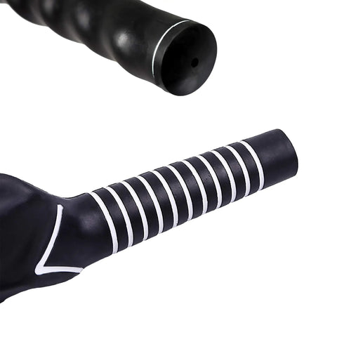 Close-up of black 2 Pack Right Hand Golf Swing Training Grips for Beginners showing finger groove and smooth finish.