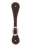 Youth Oiled Harness Leather Spur Straps With Pewter Spots And Stainless Steel Cart Buckles Per Pair Built For Young Riders