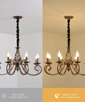 Rustic 8 Light Candle Chandelier In Vintage Iron With French Country Charm Farmhouse Pendant Light For Kitchen Island Dining