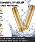 Heavy Duty Brass Pipe Nipples Two Pack One Quarter Inch Npt Male Connectors Four Inch, solid brass pipes in water for plumbing use.