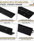 Image showing Heavy Duty 36 Inch Long Piano Hinges 3 Inch Wide 0.060 Inch Thick 201 Stainless Steel Continuous Hinge For Cabinets