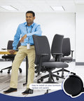 Office chairs with Four Pack 2 Inch Plastic Furniture Casters With Nylon Swivel Plate And Brakes, installed in a conference room.