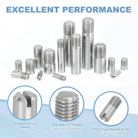 15 Pack M4 X 10mm Slotted Cylindrical Pins, 304 Stainless Steel Dowel With External Thread, corrosion-resistant fasteners