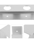 Heavy Duty Aluminum Under Desk Laptop Mount and Tablet Clamp Stand Featuring Multi Functional Design, strong silver bracket detail.