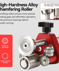 Sheet Metal Roller 1 Station Metal Bender with red frame and silver bearing rollers for sheet metal fabrication