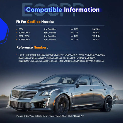 Compatible info for Heavy Duty Ac Compressor With Clutch Bulletproof Cooling Swap For Cadillac CTS 2008-2014 models.