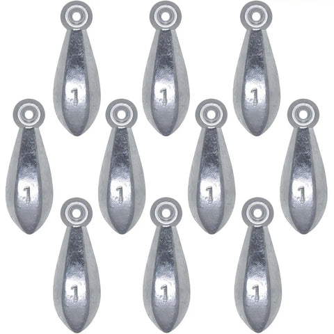Bullet Shape Fishing Sinkers Set For Saltwater Surf Fishing Bank Weights Assortment 1Oz Ten Pack