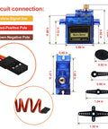 4 Pack Beefed Up Full Metal Gear TS90MD 9g Digital Micro RC Servo 270 Degree Upgrade SG90 Mini Servos Motor For Arduino RC Smart Car Boat Plane DIY Projects PWM 500 2500 Controllable Angle, showing dimensions and parts