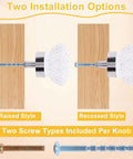 Two installation options for Crystal Glass Drawer Knobs Set 4-Pack Flower Bud Style Silver Finish 1.34 Inch Diameter Cabinet Pulls
