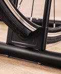 Close-up of tire groove on Heavy Duty Bicycle Floor Parking Rack Stand For Mountain And Road Bikes Indoor Home Garage Storage.