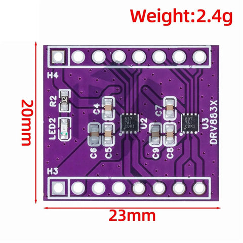 DC H Bridge Motor Driver Module For One And Two Channel Systems, 1.8A Output, Dope Stepper And DC Motor Controller Board For Arduino And Robotics, Plug And Play, Compact Durable Design For Projects, purple PCB 23x20mm