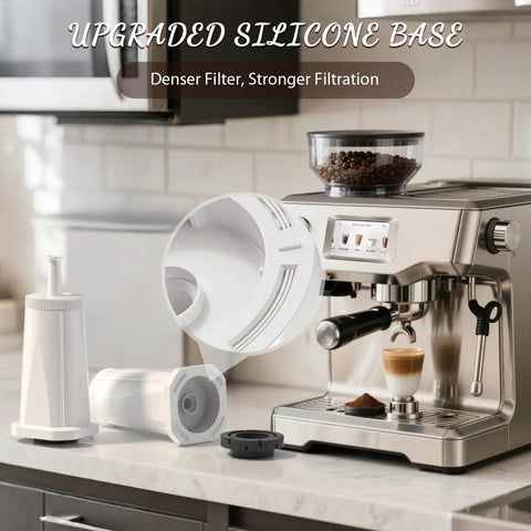 Level Up Your Daily Grind With These Replacement Water Filters For Barista Touch Oracle Dual Boiler Espresso Makers showing upgraded silicone base