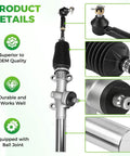 Image showing EZGO TXT Steering Rack Kit With Ball Joint And Latch For 2001 And Newer TXT And Workhorse Gas Or Electric Carts, Complete Gear Box Replacement, OEM Compatible, highlighting product quality and durability features.