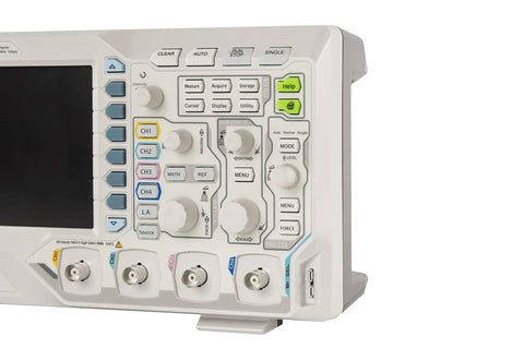 Side view of Monster Four Channel 100 MHz Digital Oscilloscope with 25 MHz Signal Source showing control knobs and ports