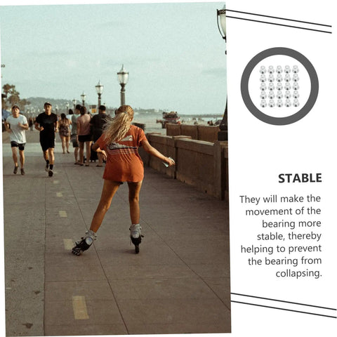 Woman roller skating on boardwalk with stainless steel skate wheel bearing spacers and inline skate side plugs pack of 50.