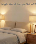 Gold Table Lamps Set Of 2 With Adjustable Height From 22 To 30 Inches in bedroom with marble base and modern decor