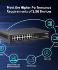 18 Port 2.5G Ethernet Switch With 2x 10G SFP Plus Uplinks Unmanaged network switch showcasing connectivity options and performance