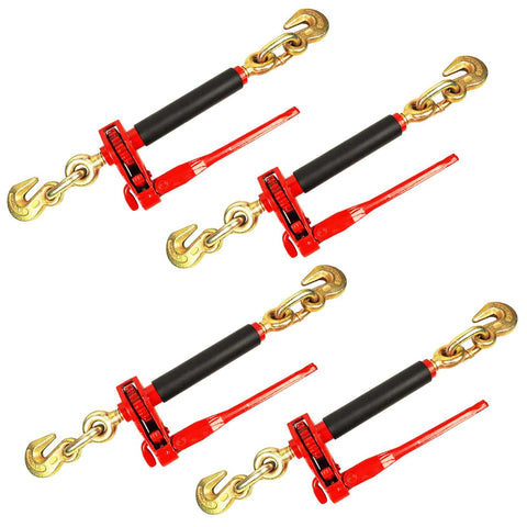 4 Pack Foldable Handle Load Binder With 2 Grab Hooks For 7,100 Lb Working Load Limit Fits Five Sixteenth To Three Eighth Inch Grade Seventy Chains