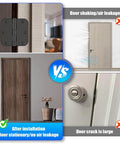 Comparison of door with and without Door Hinge Shims For Interior Door Alignment, showing air leak prevention and gap filling benefits.