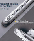 Ceiling Mount Telescopic Curtain Track System In White, Adjustable From 51.1 To 94.4 Inches, Easy Install, Smooth Aluminum Rail For Drapes, DIY Friendly, Durable Ceiling Curtain Rail For Living Room. Aluminum alloy track close-up
