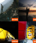 Scenes of camping, hiking, fishing, and repair, suitable for Beast 600 Lumen Tactical Flashlight With 90 Degree Angled Head IP65 Waterproof LED Mini Light Four Modes For Camping Outdoor Hiking Not Including Batteries Gift.