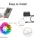 LED Lights For Bedroom 50 Feet RGB Color Changing Strip Kit With 44 Keys Remote Controller and 12V Power Supply setup