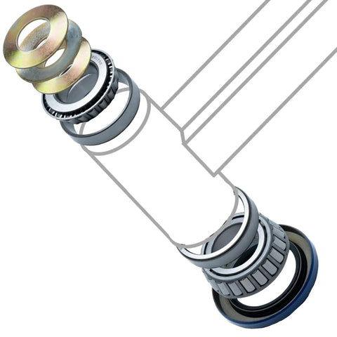 Switch Caster Fork Spindle Bearing Kit With Upgraded Seal And Spring Washers For Quick DIY Lawn Mower Rebuilds Fits Simplicity Massey Ferguson Citation Cobalt Contender SZT550 Champion XT 2950 3900 4900 2900 3000 4900 tapered bearings, seal, washers