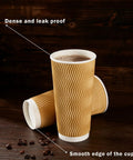 90 Pack 16 Oz Disposable Coffee Cups No Lids Insulated Ripple Wall Champagne Corrugated Paper Cups with coffee inside