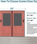 Diagram showing Magnetic Screen Door 70x95 Inches Fits French Entry Interior and Patio Doors Snap On Mesh Curtain