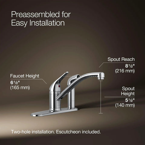 Jolt Swing Spout With Integrated Side Spray, Go-To Heavy-Duty Metal Faucet For Deck Mounted Widespread 2-Hole Install, displayed