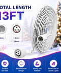 Two Pack 13 Foot IP68 Waterproof 3 Pin Extension Cables For Smart Outdoor String Lights, showcasing 13ft white wire with connectors.