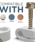 Heavy Duty Single Cable Clips With Screws Rock Solid Coaxial Clamps For Outdoor Wiring with compatible screw for various surfaces.