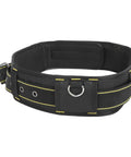 Heavy Duty Adjustable Tool Belt With Quick Release Buckle And Roomy Pouches Crafted From Tough 1200D Oxford Cloth, black and yellow design.