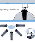 Diagram showing 25 Ft Retractable Extension Cord Reel With 3 Outlets 16 AWG 3 Conductor SJTW mounting options and 180-degree swivel feature.