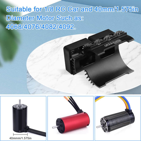 Beefy Twin RC Car Motor Cooling Fans With Metal Cover Heatsink For 1 8 And 1 7 Scale Brushless Motors 40mm And 42mm Diameter