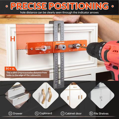 All In One Cabinet Handle Jig With Adjustable Knob And Precision Drill Guide for drawers installation demonstration.