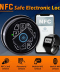 Hella Secure Smart Nfc Mobile Control Safe Electronic Lock Replacement Keypad with NFC card and phone app display.