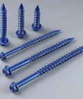 35 Pcs 1/4 X 2-1/4 Inch Concrete Screws Anchor With Drill Bit And Magnetic Driver Bit Included For Brick Stucco And Block Jobs Blue Epoxy Coated Diamond Point Hex Head displayed on a grey background