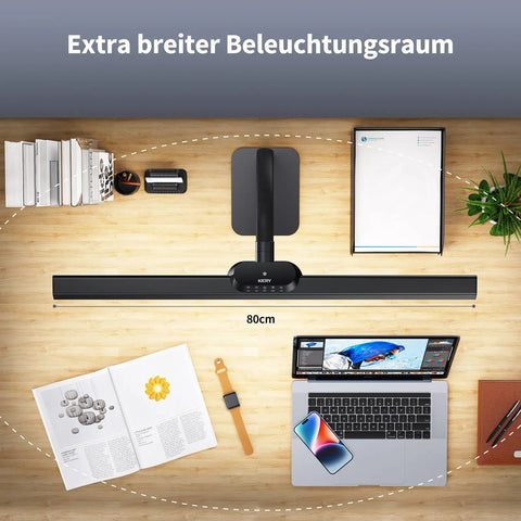 Ultra Wide LED Architect Desk Lamp With Thirty One Point Five Inch Light Bar For Home Office 24W 1800LM on desk setup
