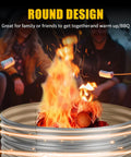 4 Foot Fire Pit Ring Galvanized Steel 48 Inch Wood Burning Ring For Backyard Bonfire And Camping with flames and marshmallows.