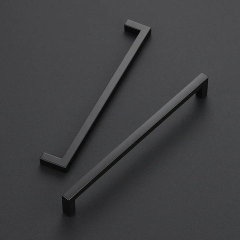 30 Pack Solid Slim Square Drawer Handles For Cabinets, 7 And A Half Inch Center To Center, Matte Black Zinc Alloy Kitchen Hardware