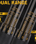 Dual range scale close-up of 3/8 Inch Drive Click Torque Wrench With Dual Range Scale, 10-80 Ft-Lb And 13.6-108.5 Nm, Laser Engraved Readout