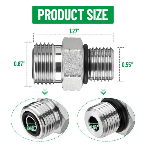 Heavy Duty Hydraulic Adapter Fitting 3/8 Inch ORFS Male To SAE 6 ORB Male Straight Joint, ORFS to ORB, carbon steel