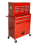 Heavy Duty 8 Drawer Rolling Tool Chest On Wheels With Locking Casters And Detachable Mobile Case For Garage And Workshop Organization Metal Storage Cabinet Toolbox Cart in red.